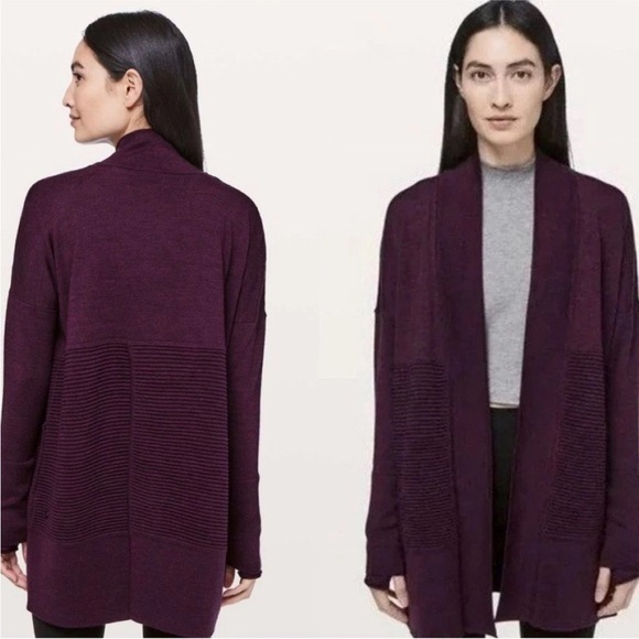 Lululemon Sit In Lotus Sweater Cardigan Wrap II Women’s Plum Long Sleeve Size 6 - Picture 1 of 15